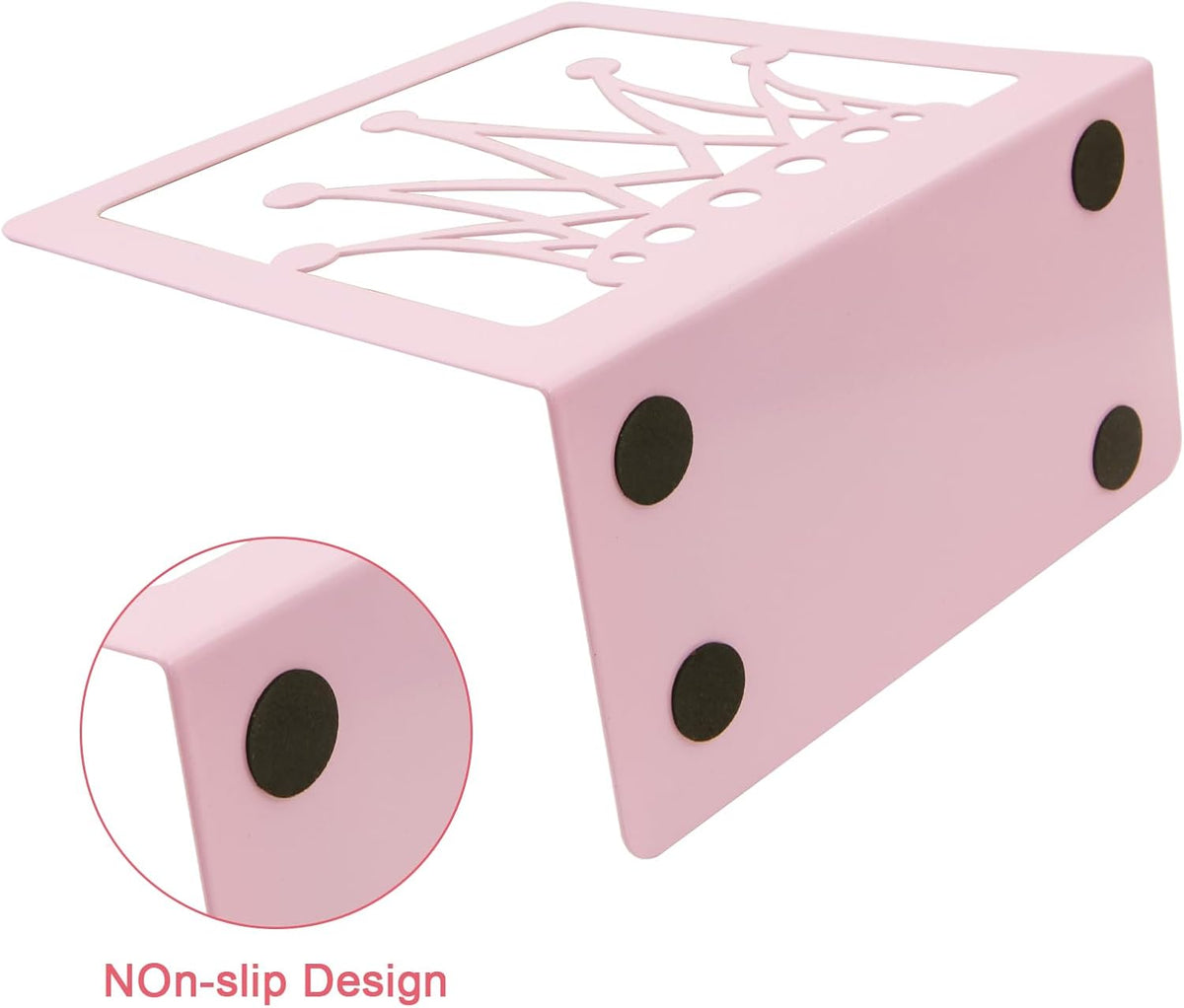 Pink Crown Bookends Metal Book Ends Decorative Bookends for Shelves,Princess Style Book Holder Journal Book Organizer CD Holder Office Bookends for Back to School Student Birthday Kids Girl Mom Gift