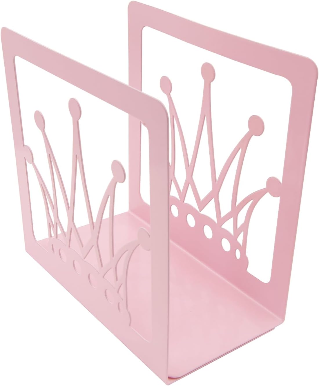 Pink Crown Bookends Metal Book Ends Decorative Bookends for Shelves,Princess Style Book Holder Journal Book Organizer CD Holder Office Bookends for Back to School Student Birthday Kids Girl Mom Gift