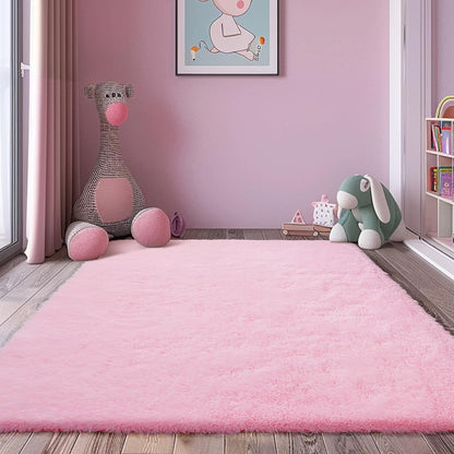 5x8 Shag Area Rug for Bedroom,Pink Fluffy Rugs for Living Room