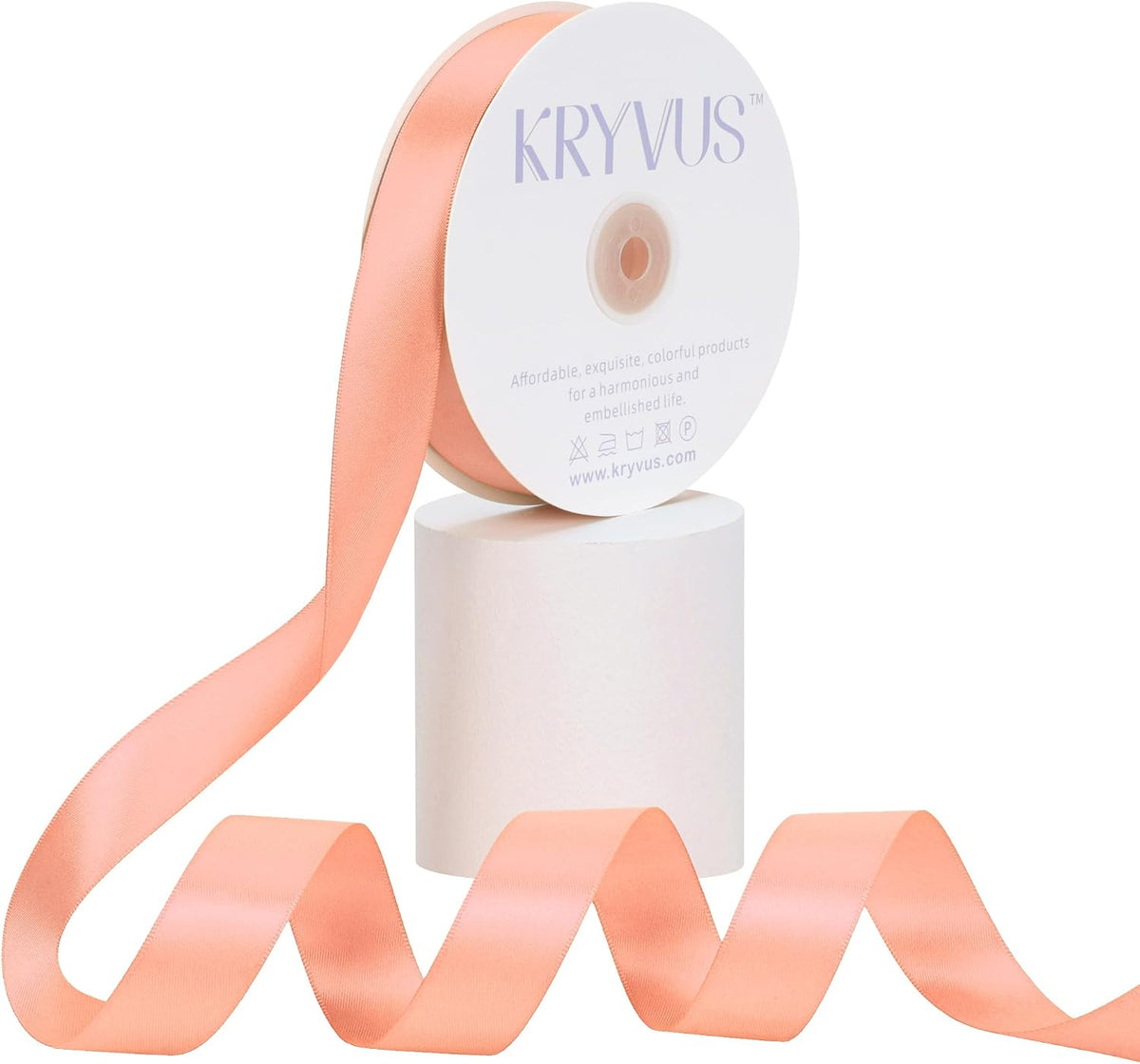 Peach Satin Ribbon, Double Faced 7/8 Inch X 50 Yards, Premium Satin Ribbon for Gift Wrapping, Crafts, Hair Bow Making, Sewing, Flower Bouquet, Wedding Party Decor