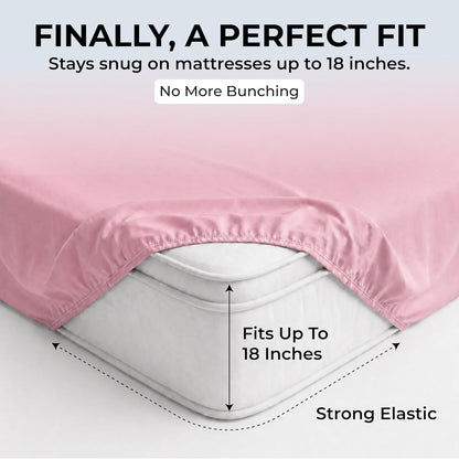 Queen Size Sheet Set, 500 TC Single-Ply Cotton Sateen, 4-Piece, Blush