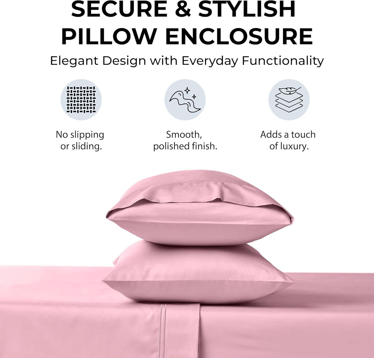 Queen Size Sheet Set, 500 TC Single-Ply Cotton Sateen, 4-Piece, Blush