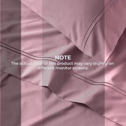 Queen Size Sheet Set, 500 TC Single-Ply Cotton Sateen, 4-Piece, Blush