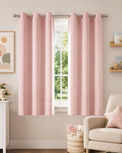 Blush Pink Blackout Curtains 63 Inches Long 2 Panels