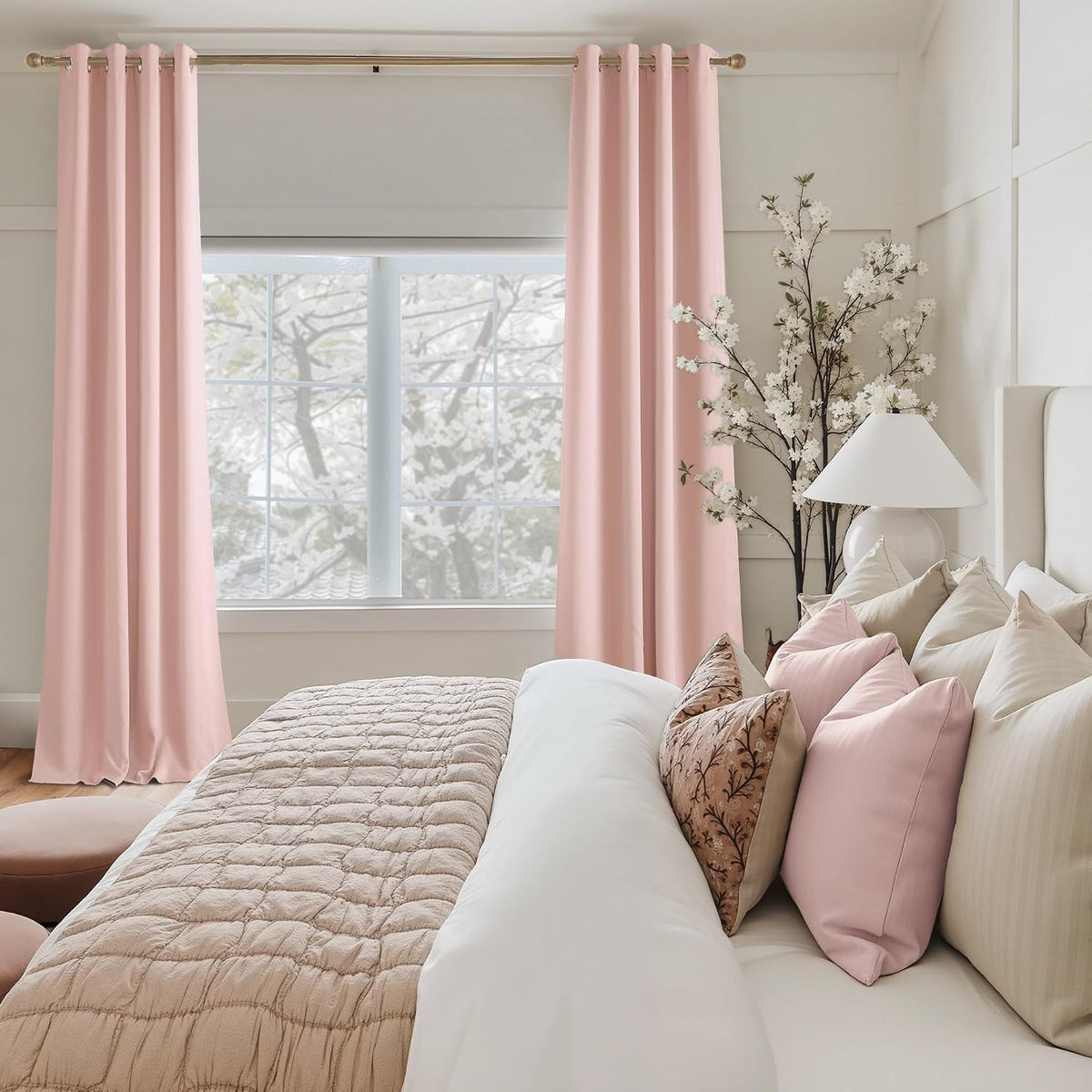 Blush Pink Blackout Curtains 63 Inches Long 2 Panels