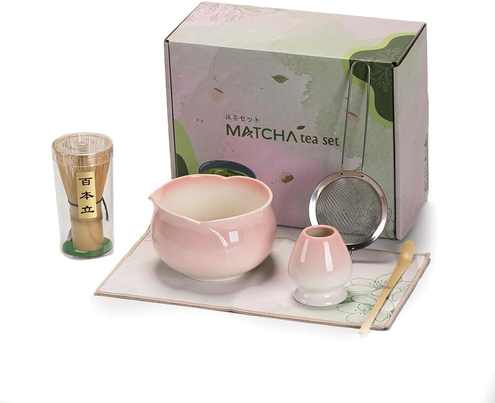 Matcha Whisk and Bowl Set, Pink Sakura Petal
