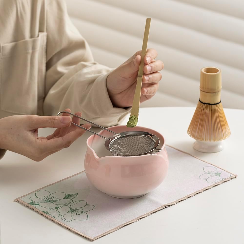 Matcha Whisk and Bowl Set, Pink Sakura Petal