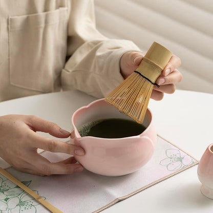 Matcha Whisk and Bowl Set, Pink Sakura Petal