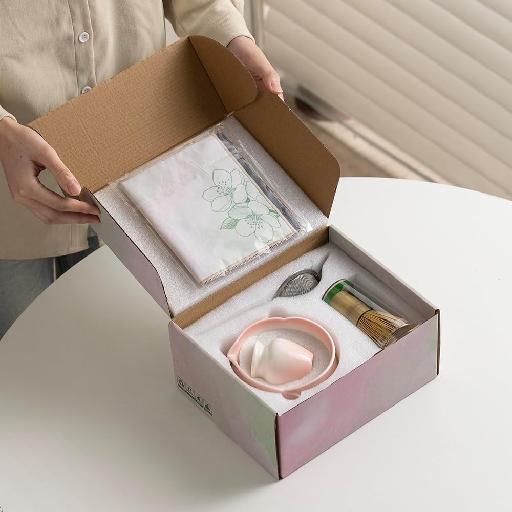 Matcha Whisk and Bowl Set, Pink Sakura Petal