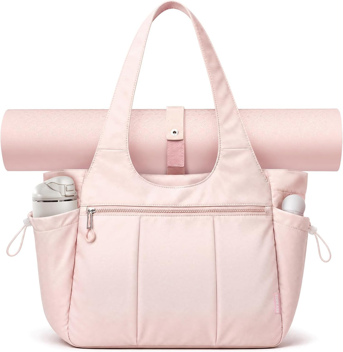 Foldable Tote Bag for Women with Yoga Mat Holder,Travel Tote Bag with Water Bottle Pocket,Lightweight Workout Gym Bag