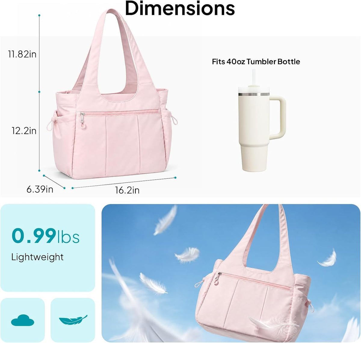 Foldable Tote Bag for Women with Yoga Mat Holder,Travel Tote Bag with Water Bottle Pocket,Lightweight Workout Gym Bag