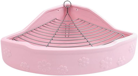 Mikikit Ceramic Pet Toilet Basin Anti-Bite Small Animal Litter Box for Rabbits and Guinea Pigs Easy to Clean and Train 7.87X6.49X2.95In
