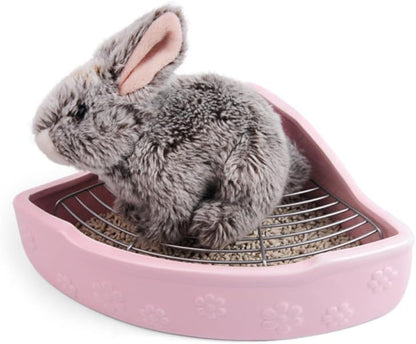 Mikikit Ceramic Pet Toilet Basin Anti-Bite Small Animal Litter Box for Rabbits and Guinea Pigs Easy to Clean and Train 7.87X6.49X2.95In