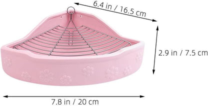 Mikikit Ceramic Pet Toilet Basin Anti-Bite Small Animal Litter Box for Rabbits and Guinea Pigs Easy to Clean and Train 7.87X6.49X2.95In