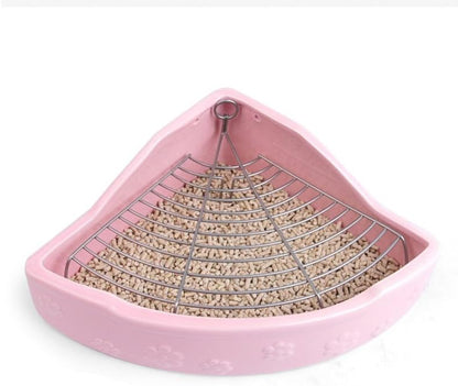 Mikikit Ceramic Pet Toilet Basin Anti-Bite Small Animal Litter Box for Rabbits and Guinea Pigs Easy to Clean and Train 7.87X6.49X2.95In