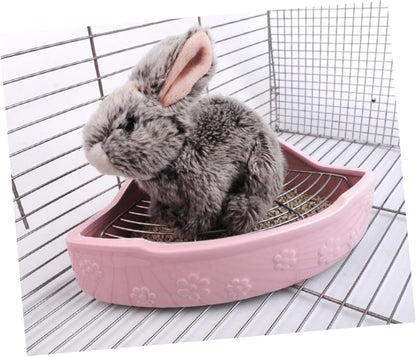 Mikikit Ceramic Pet Toilet Basin Anti-Bite Small Animal Litter Box for Rabbits and Guinea Pigs Easy to Clean and Train 7.87X6.49X2.95In