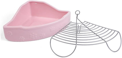 Mikikit Ceramic Pet Toilet Basin Anti-Bite Small Animal Litter Box for Rabbits and Guinea Pigs Easy to Clean and Train 7.87X6.49X2.95In