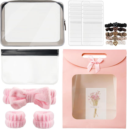 Spa Headband Wristband Gift Set for Women, Pink