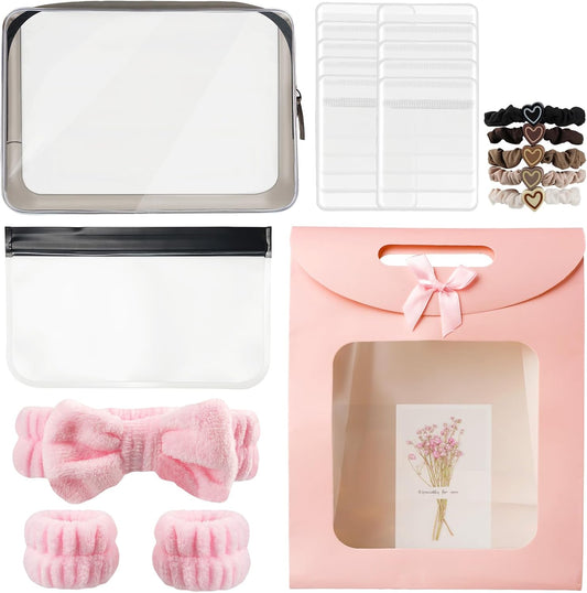 Spa Headband Wristband Gift Set for Women, Pink