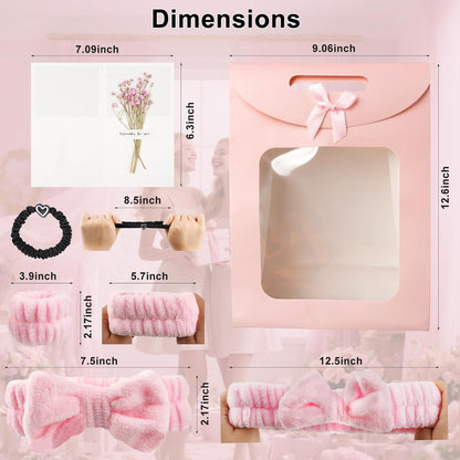 Spa Headband Wristband Gift Set for Women, Pink