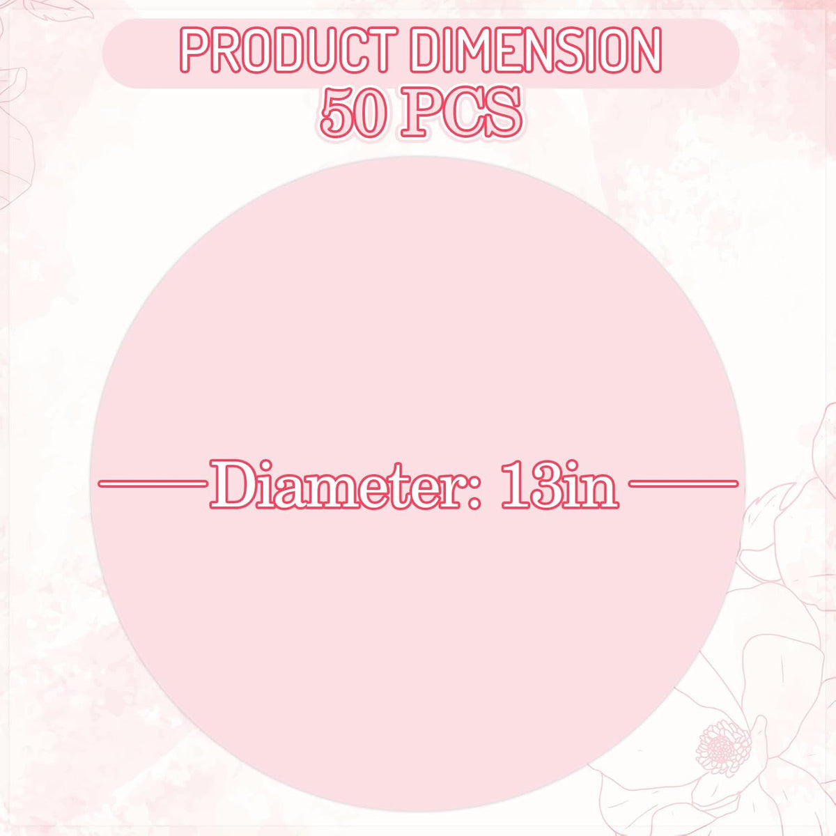 50Pcs Pink Paper Placemat Round Disposable Place Mat Light Pink Decorative Paper Table Mat for Wedding Bridal Baby Shower Birthday Party Table Setting, 13 x 13 Inch
