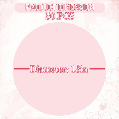 50Pcs Pink Paper Placemat Round Disposable Place Mat Light Pink Decorative Paper Table Mat for Wedding Bridal Baby Shower Birthday Party Table Setting, 13 x 13 Inch