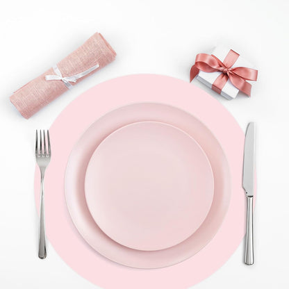 50Pcs Pink Paper Placemat Round Disposable Place Mat Light Pink Decorative Paper Table Mat for Wedding Bridal Baby Shower Birthday Party Table Setting, 13 x 13 Inch