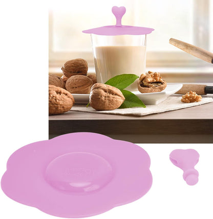 Silicone Cup Cover, Creative Mug Cover Airtight Seal Flexible Circular Silicone Hot Cup Lids Universal Drink Lids for Mugs Outdoors and Indoors (Pink)