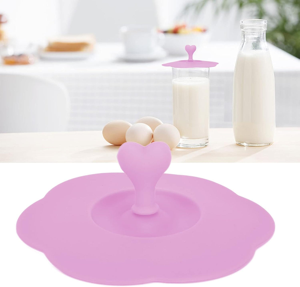 Silicone Cup Cover, Creative Mug Cover Airtight Seal Flexible Circular Silicone Hot Cup Lids Universal Drink Lids for Mugs Outdoors and Indoors (Pink)