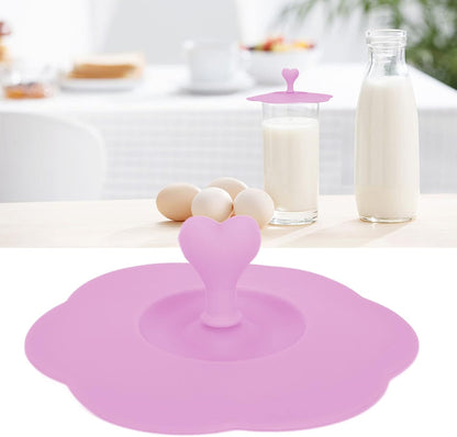 Silicone Cup Cover, Creative Mug Cover Airtight Seal Flexible Circular Silicone Hot Cup Lids Universal Drink Lids for Mugs Outdoors and Indoors (Pink)