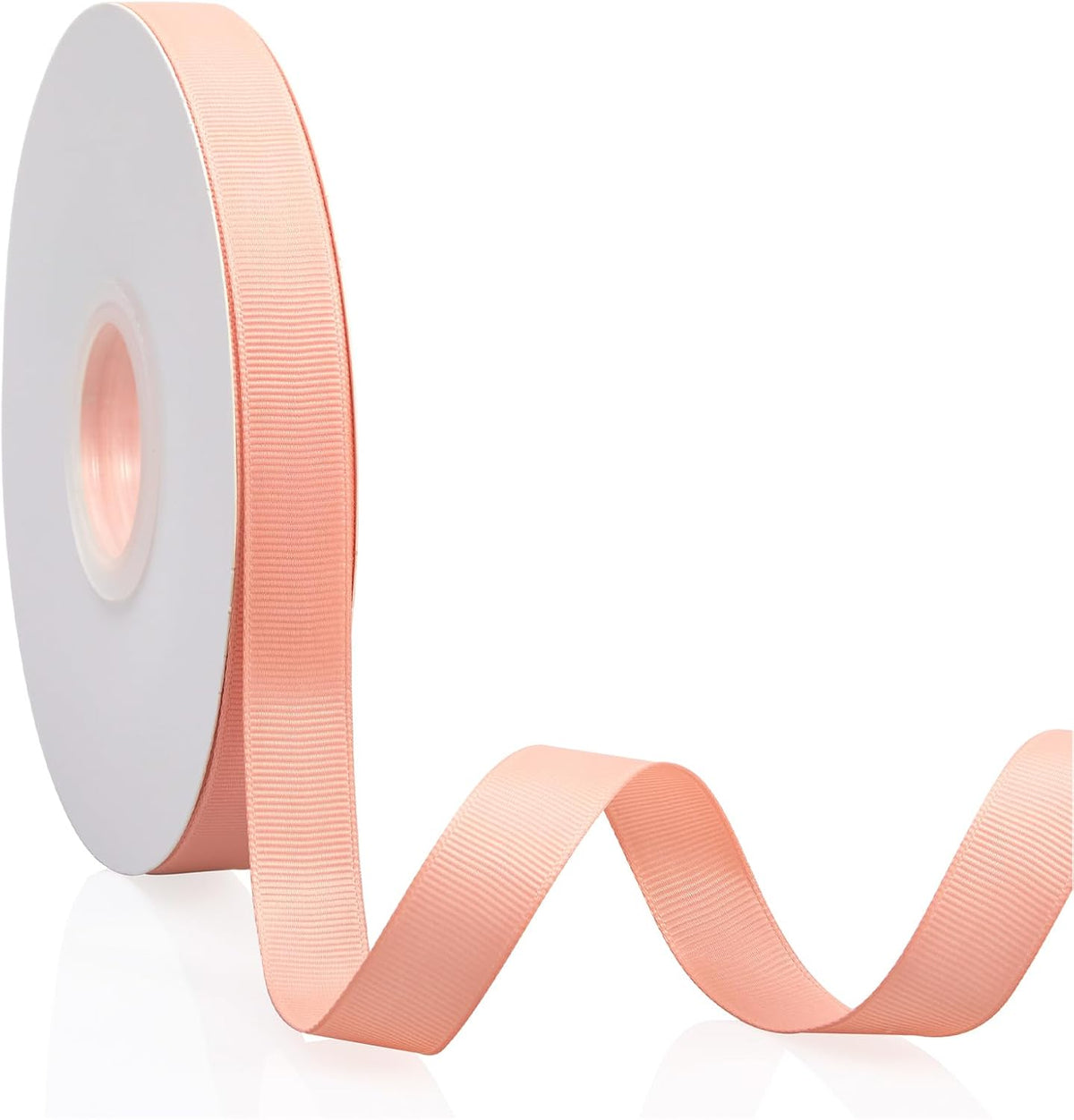 Peach 5/8" X 50 Yards Solid Color Double Faced Grosgrain Ribbon for Gifts Wrapping, Wedding, Party, Crafts