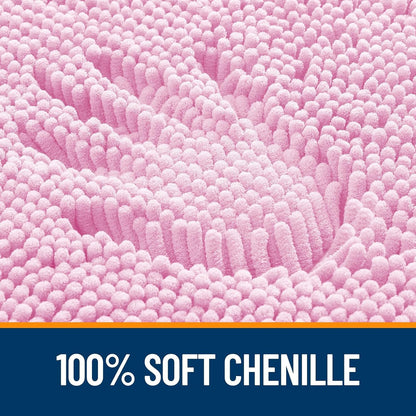 Chenille Bathroom Rugs Mats Sets 2 Piece, 24"x16"+24"x20", Pink