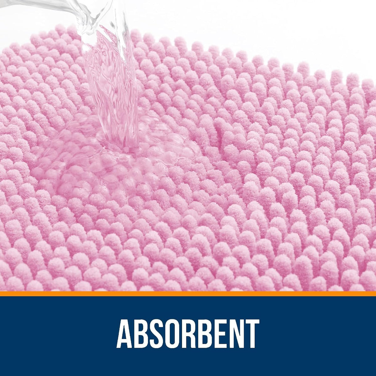 Chenille Bathroom Rugs Mats Sets 2 Piece, 24"x16"+24"x20", Pink