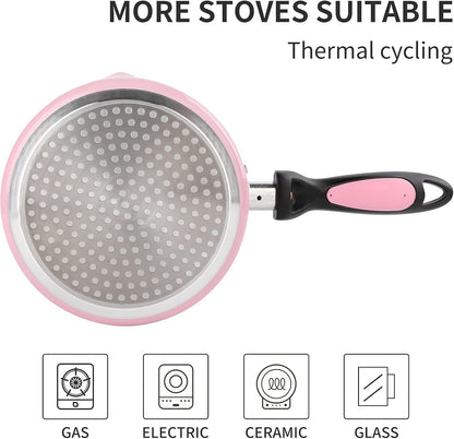 Nonstick Saucepan Set with Lid, Non Stick 1Qt & 2Qt Sauce Pan Set with Glass Lid Small Pot for Home Kitchen