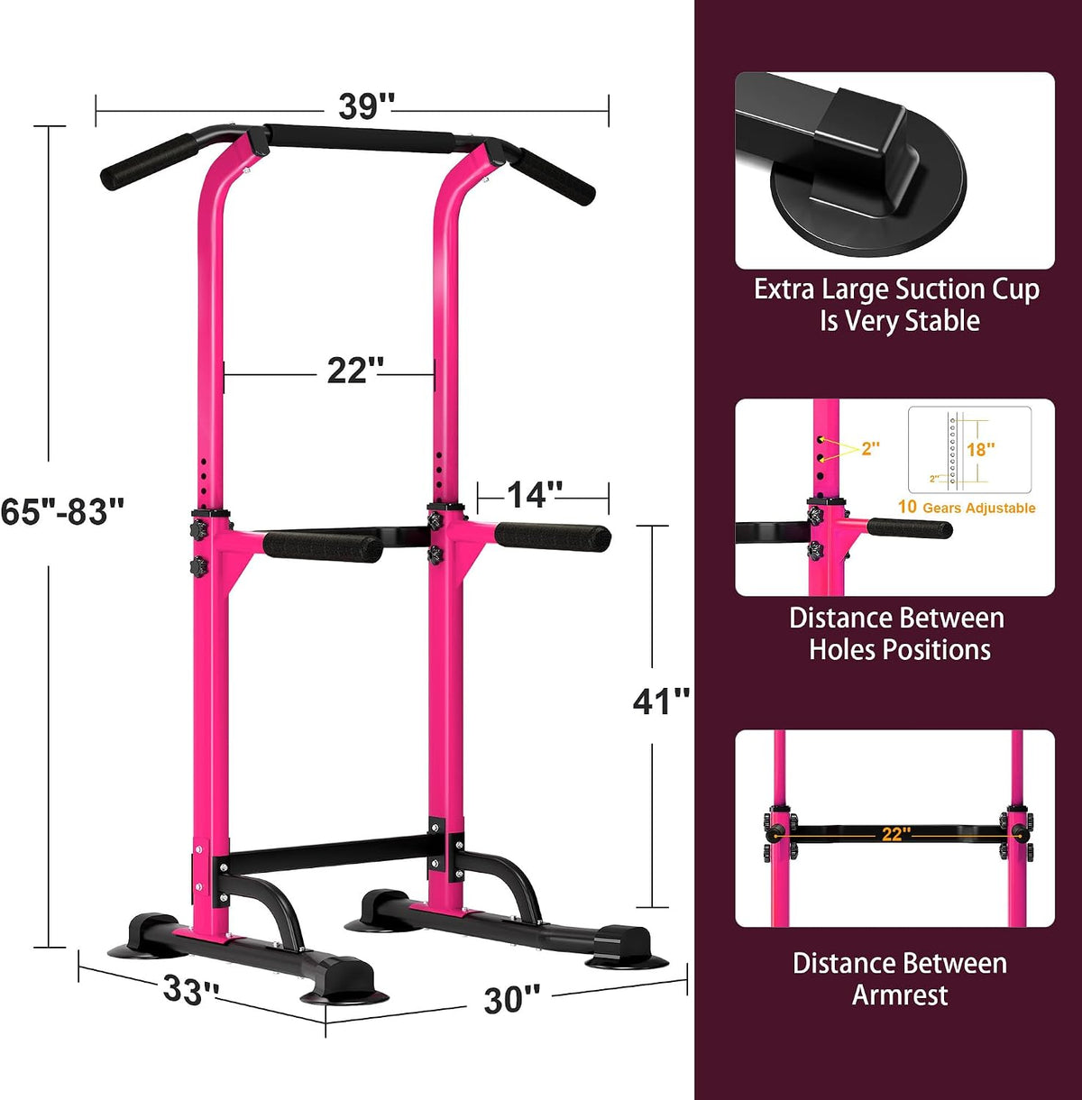 Power Tower Pull Up Bar Dip Station,Adjustable Height Dip Stand