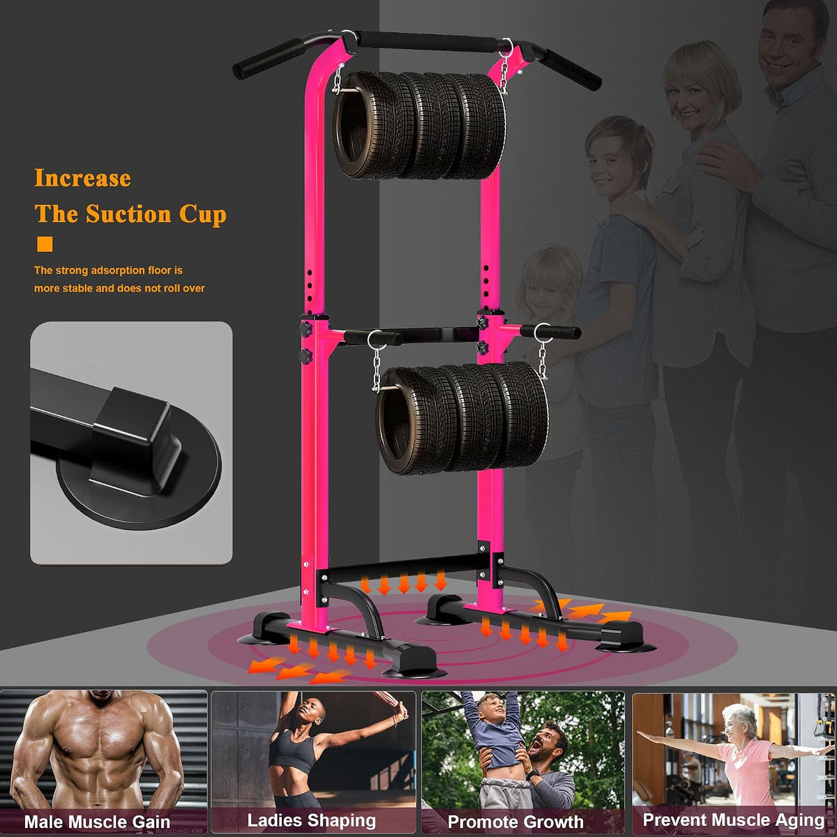 Power Tower Pull Up Bar Dip Station,Adjustable Height Dip Stand