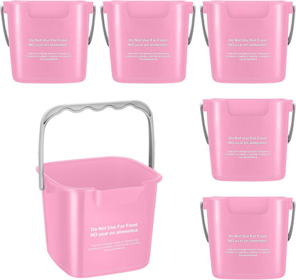 6 Pcs 3 Quart Sanitizing Cleaning Bucket Square,Pink