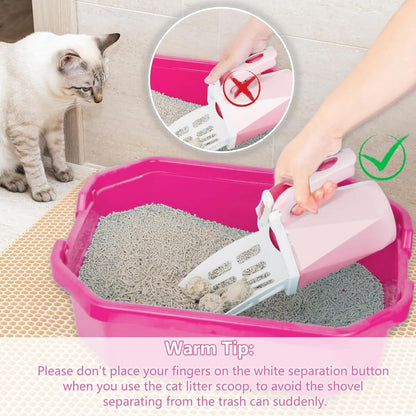 Cat Litter Scooper with Holder, 150 Poop Bags & Built-in Storage Box, Pink