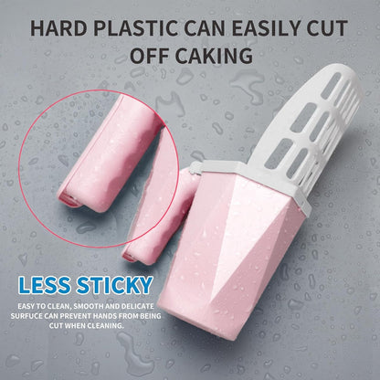 Cat Litter Scooper with Holder, 150 Poop Bags & Built-in Storage Box, Pink