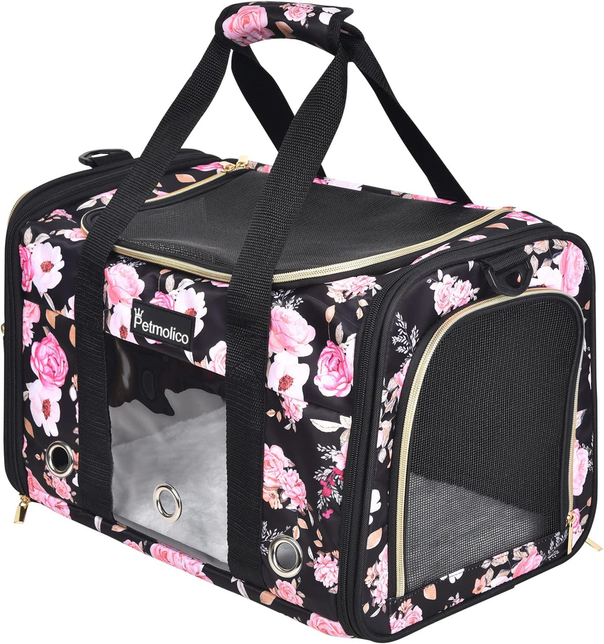 Cat Carrier Soft-Sided Airline Approved, Medium, Pink Peony