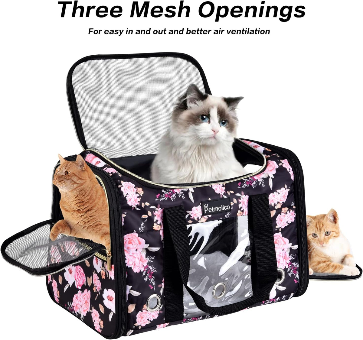 Cat Carrier Soft-Sided Airline Approved, Medium, Pink Peony