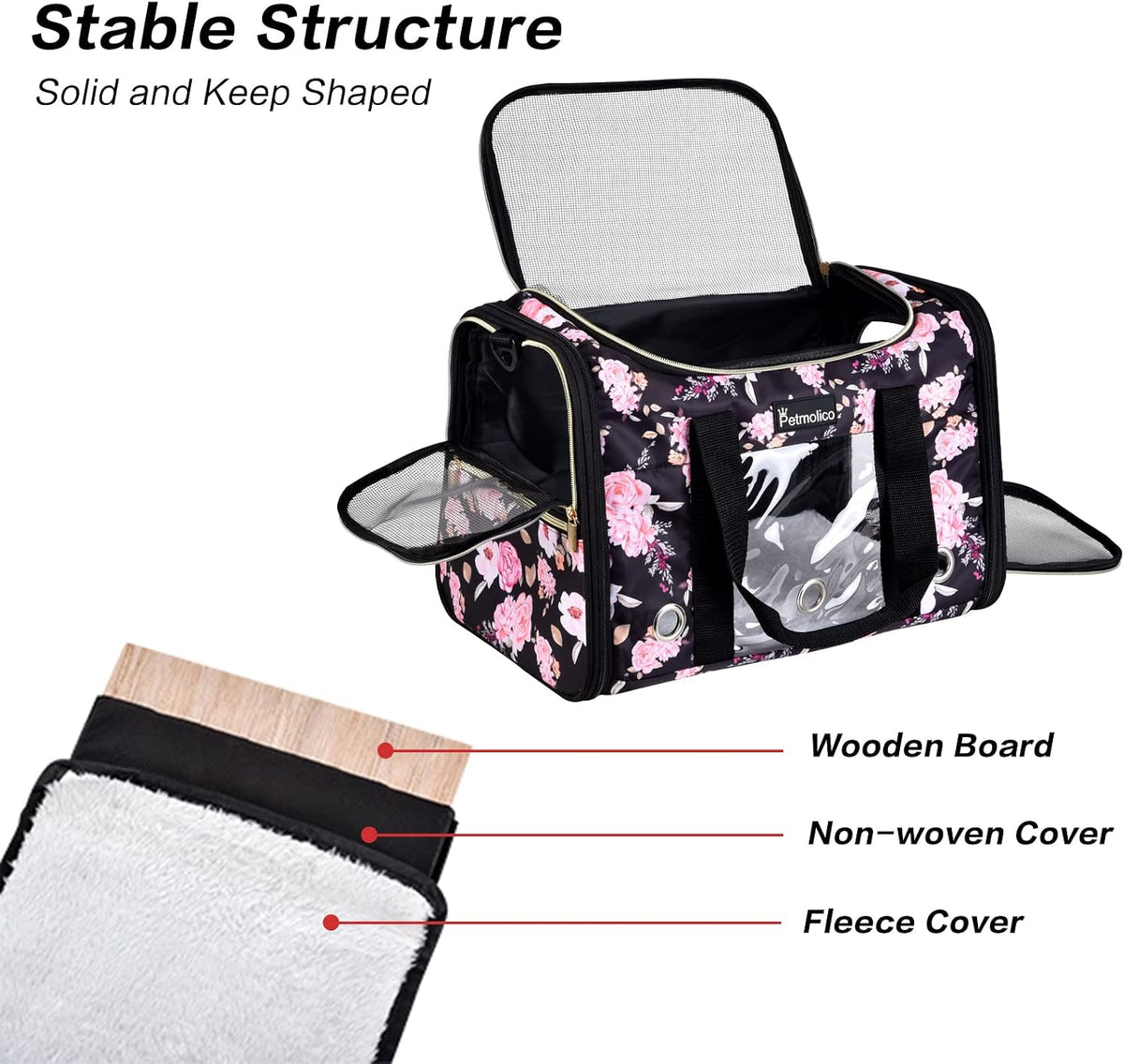 Cat Carrier Soft-Sided Airline Approved, Medium, Pink Peony