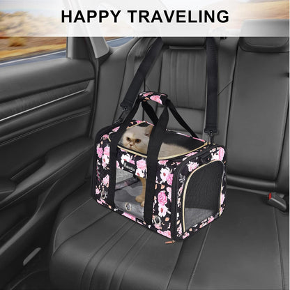 Cat Carrier Soft-Sided Airline Approved, Medium, Pink Peony