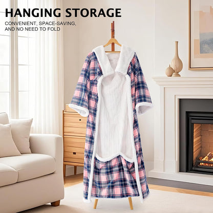Electric Heated Blanket Wearable Throw with Foot Pocket & Front Pouch