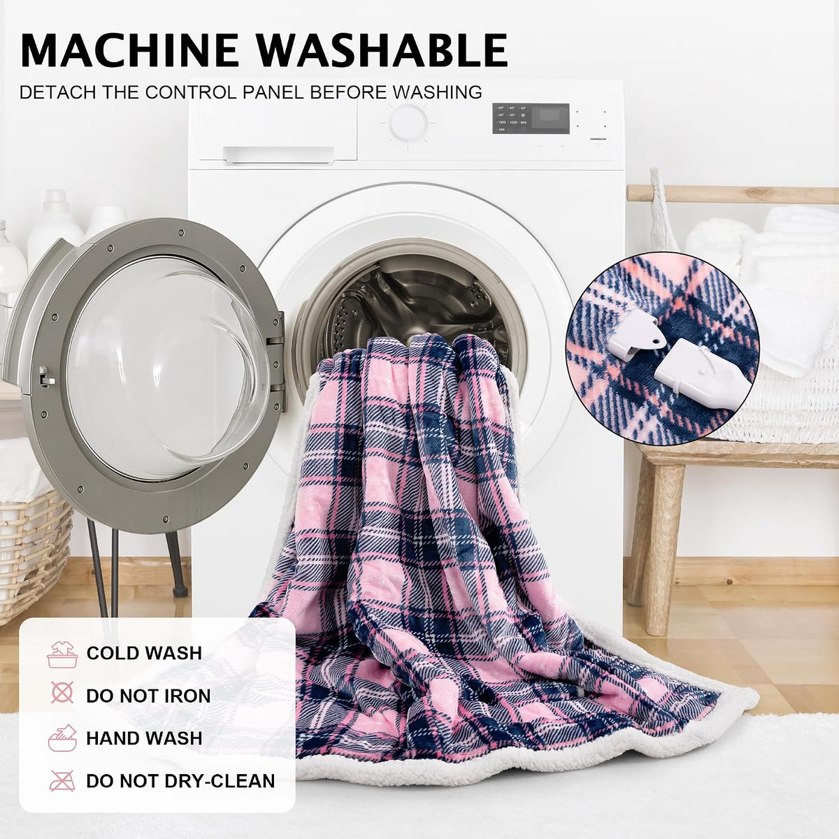 Electric Heated Blanket Wearable Throw with Foot Pocket & Front Pouch