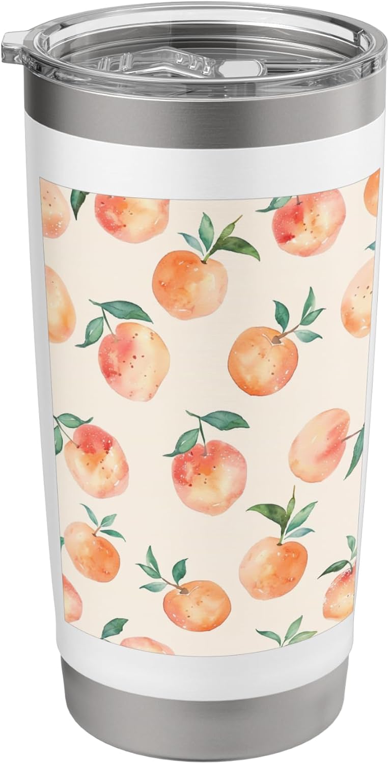 Cute Watercolor Fruit Pattern Art Peach Stainless Steel Insulated Tumbler