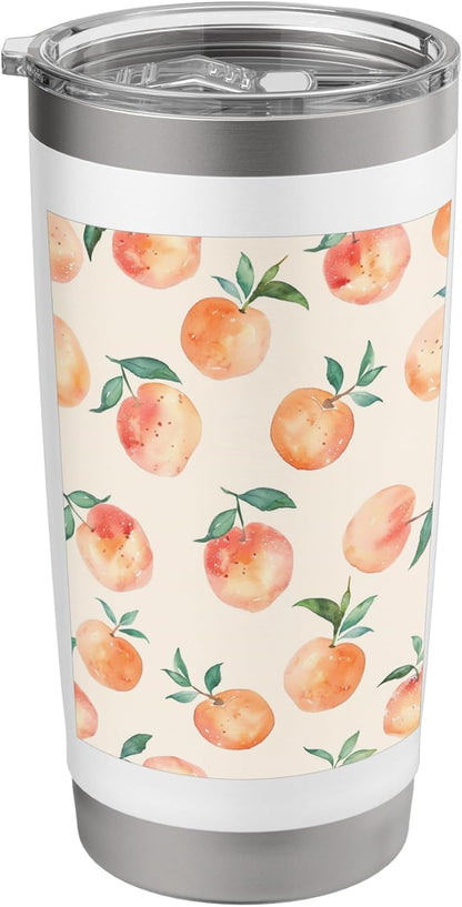 Cute Watercolor Fruit Pattern Art Peach Stainless Steel Insulated Tumbler