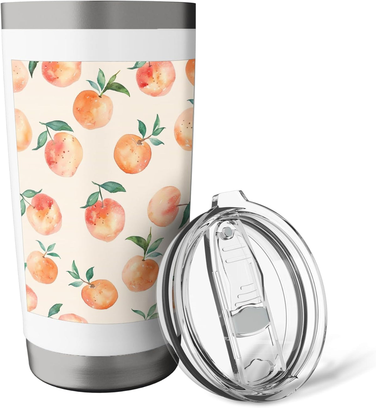 Cute Watercolor Fruit Pattern Art Peach Stainless Steel Insulated Tumbler