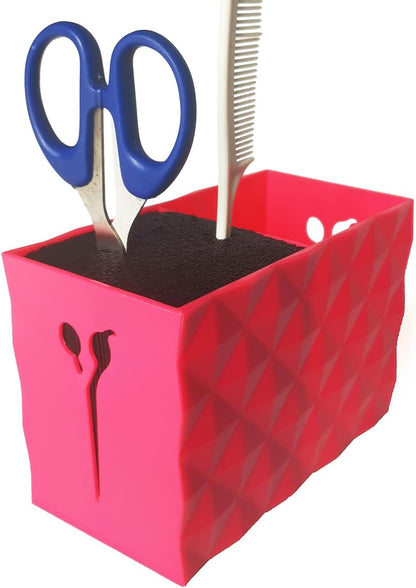 Salon Shears Rack for Hair Stylist Scissors Container for Pet Grooming Hair Cutting Organizer Storage Box Salon Shear Holder Combs Clips Brushes Hairdressing Combs Organizer (Hot Pink)