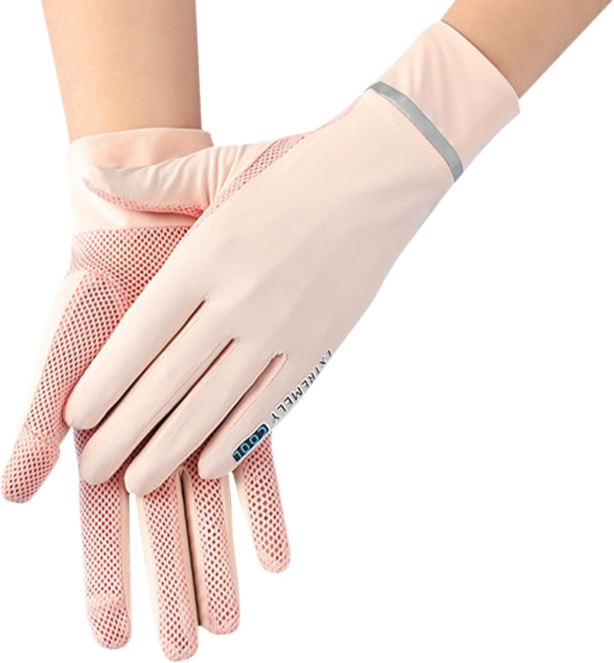 Ladies Sun Protection Fingerless Gloves Summer Mesh Silky Cooling Women UV Driving Mittens Touchscreen Golf Cycling Gloves